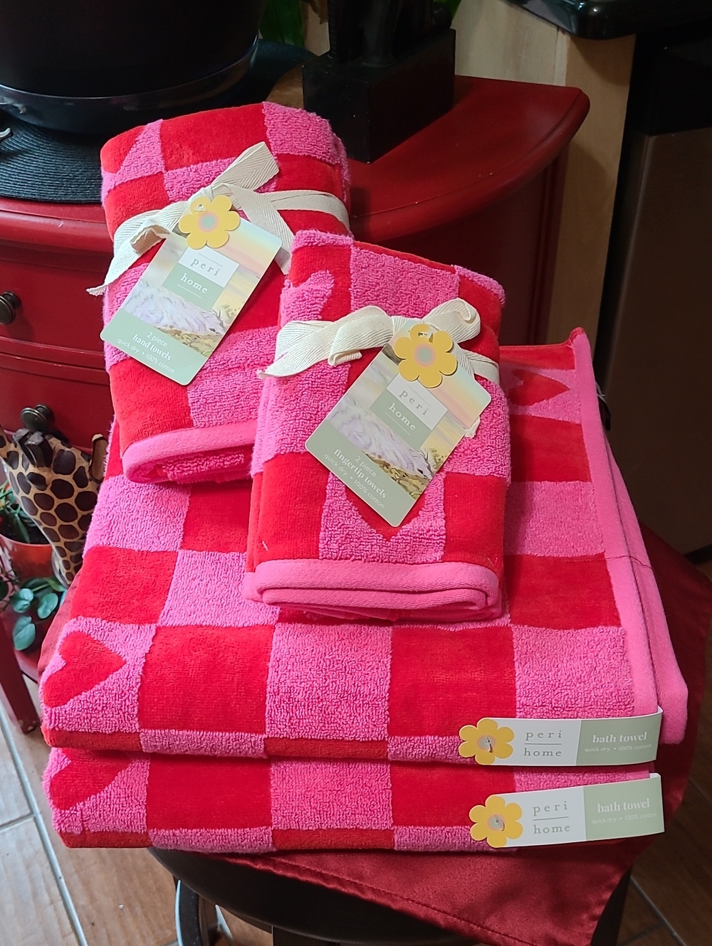 Peri Home Game Of Love Checkerboard Towel Set